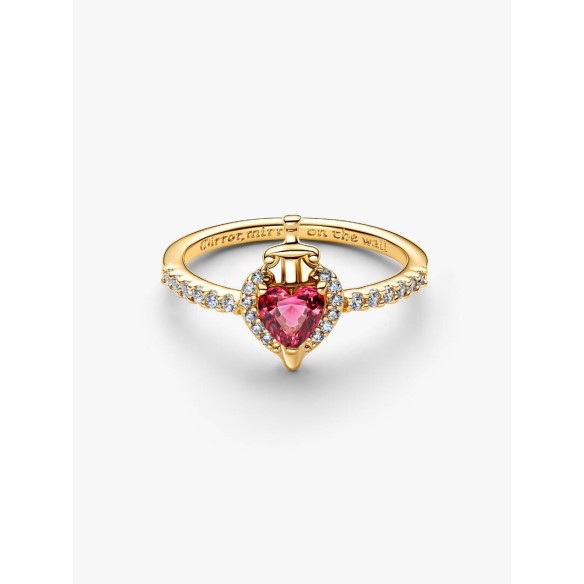 Disney Villains Evil Queen 14k gold-plated ring with fuchsia rose crys