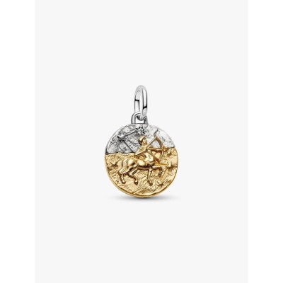Sagittarius sterling silver and 14k gold-plated medallion with clear c