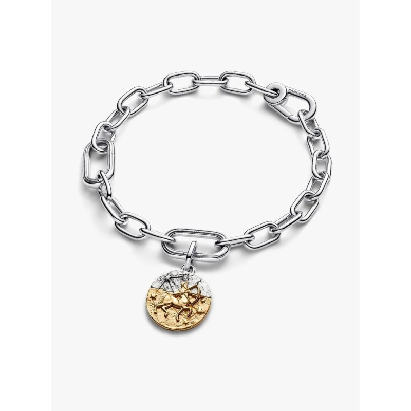 Sagittarius sterling silver and 14k gold-plated medallion with clear c
