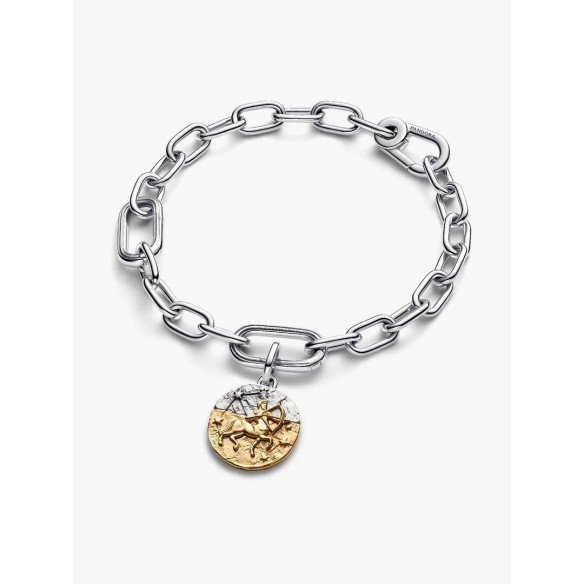 Sagittarius sterling silver and 14k gold-plated medallion with clear c