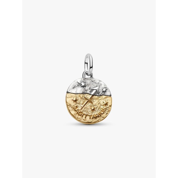 Sagittarius sterling silver and 14k gold-plated medallion with clear c