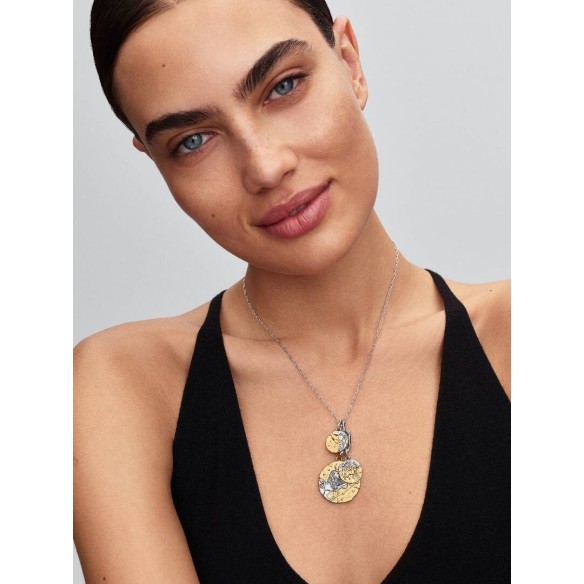 Sagittarius sterling silver and 14k gold-plated medallion with clear c