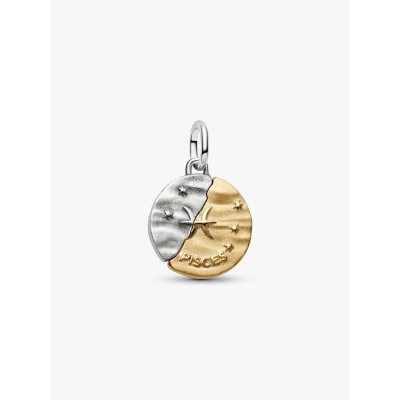 Pisces sterling silver and 14k gold-plated medallion with clear cubic 2