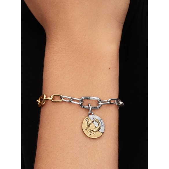 Pisces sterling silver and 14k gold-plated medallion with clear cubic