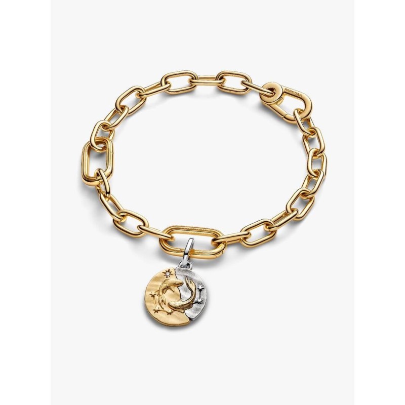 Pisces sterling silver and 14k gold-plated medallion with clear cubic