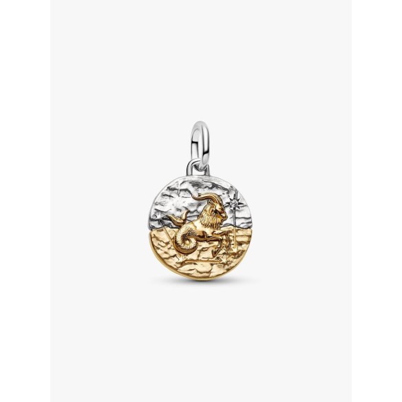 Capricornus sterling silver and 14k gold-plated medallion with clear c