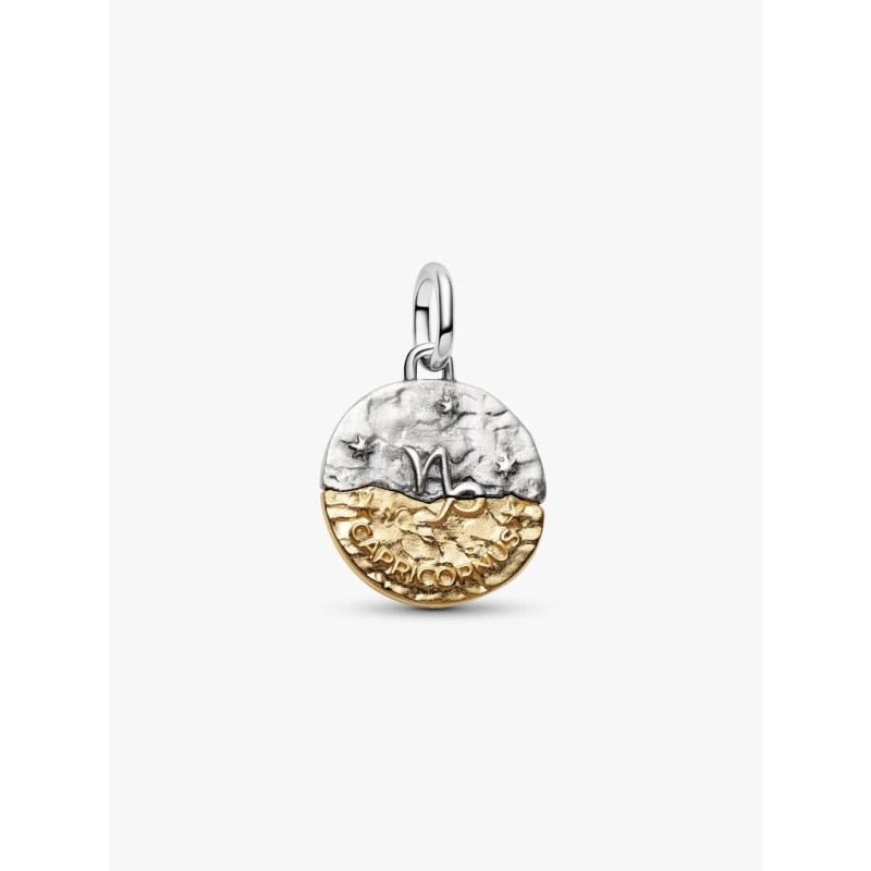 Capricornus sterling silver and 14k gold-plated medallion with clear c