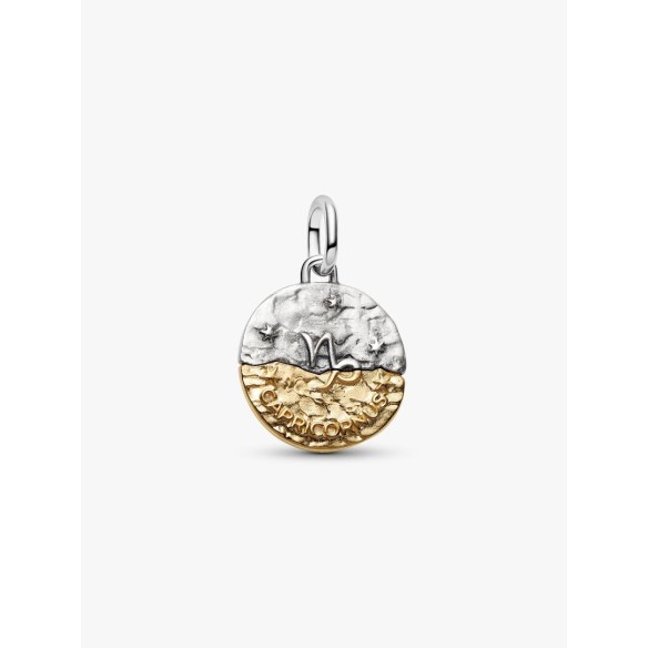 Capricornus sterling silver and 14k gold-plated medallion with clear c