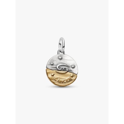 Cancer sterling silver and 14k gold-plated medallion with clear cubic 2