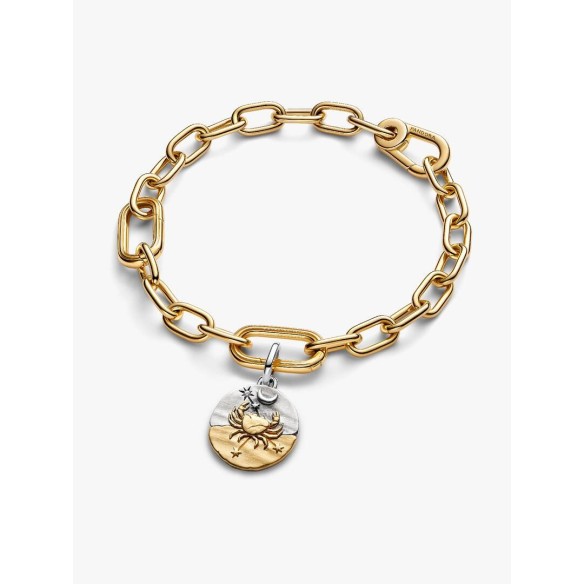 Cancer sterling silver and 14k gold-plated medallion with clear cubic