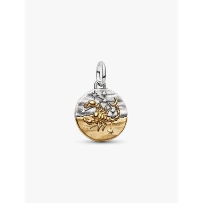 Scorpius sterling silver and 14k gold-plated medallion with clear cubi