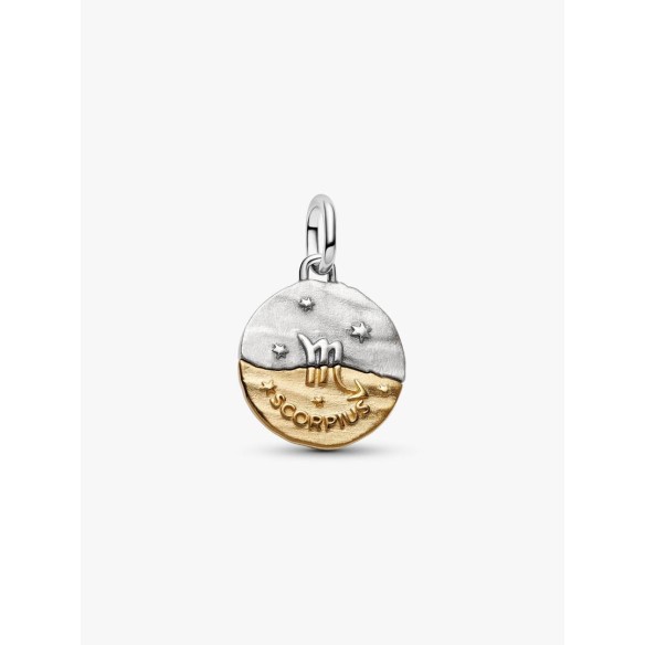 Scorpius sterling silver and 14k gold-plated medallion with clear cubi