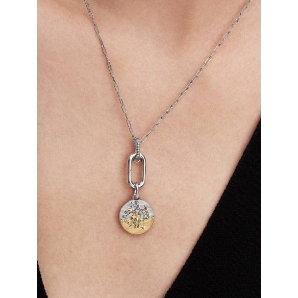 Scorpius sterling silver and 14k gold-plated medallion with clear cubi