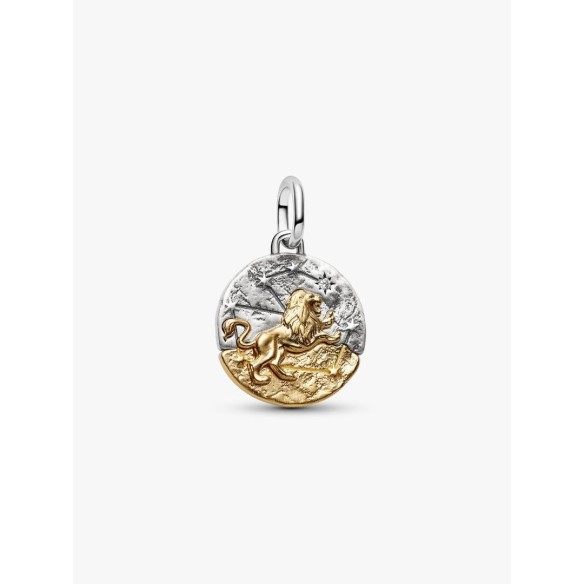 Leo sterling silver and 14k gold-plated medallion with clear cubic zir