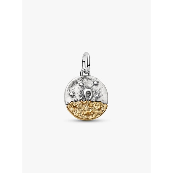 Leo sterling silver and 14k gold-plated medallion with clear cubic zir