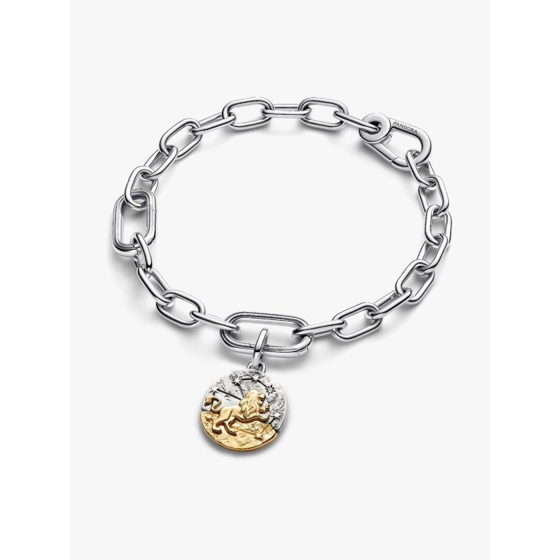 Leo sterling silver and 14k gold-plated medallion with clear cubic zir