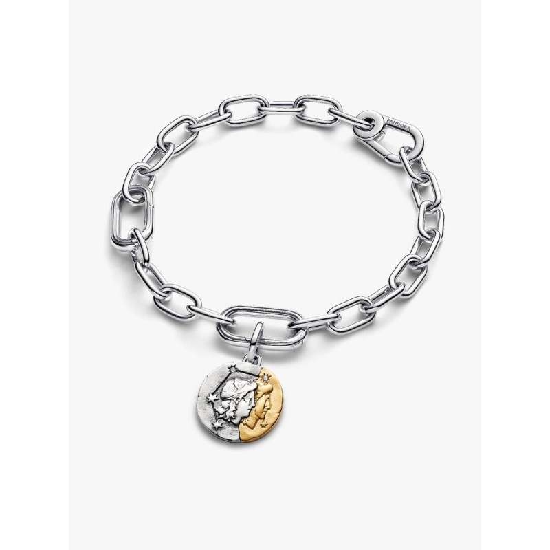 Gemini sterling silver and 14k gold-plated medallion with clear cubic