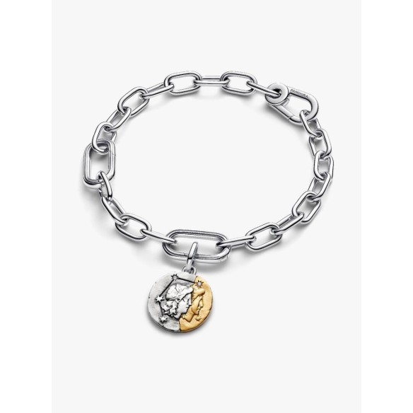 Gemini sterling silver and 14k gold-plated medallion with clear cubic