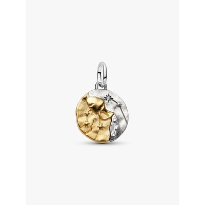 Aquarius sterling silver and 14k gold-plated medallion with clear cubi
