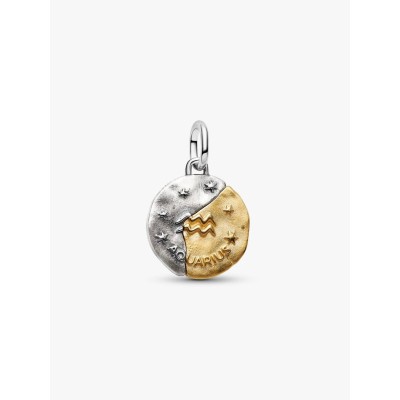 Aquarius sterling silver and 14k gold-plated medallion with clear cubi 2