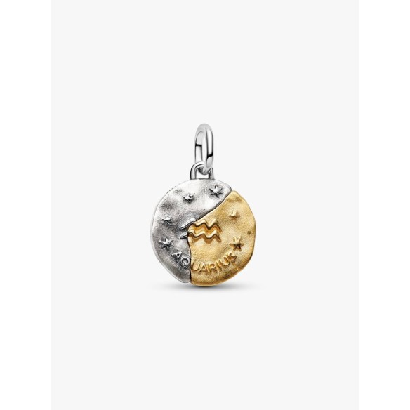 Aquarius sterling silver and 14k gold-plated medallion with clear cubi