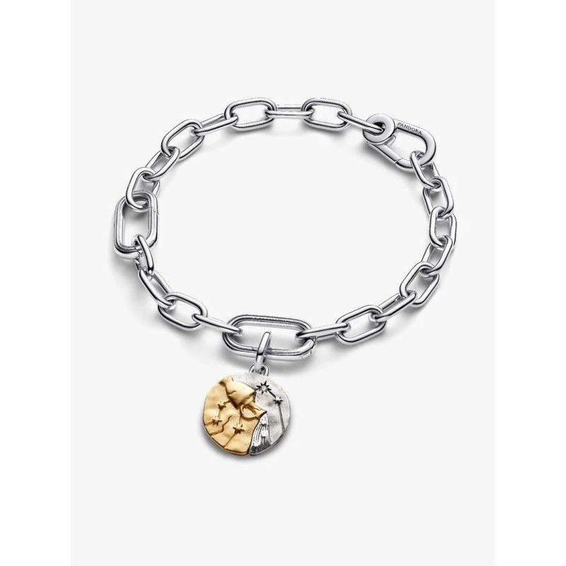 Aquarius sterling silver and 14k gold-plated medallion with clear cubi