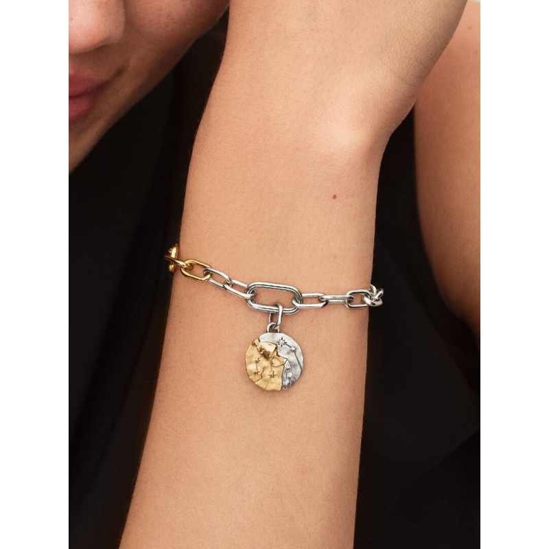 Aquarius sterling silver and 14k gold-plated medallion with clear cubi
