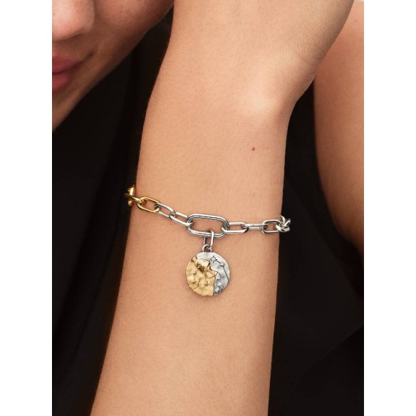 Aquarius sterling silver and 14k gold-plated medallion with clear cubi