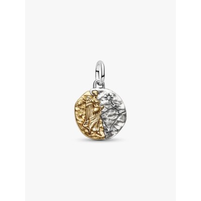 Virgo sterling silver and 14k gold-plated medallion with clear cubic z