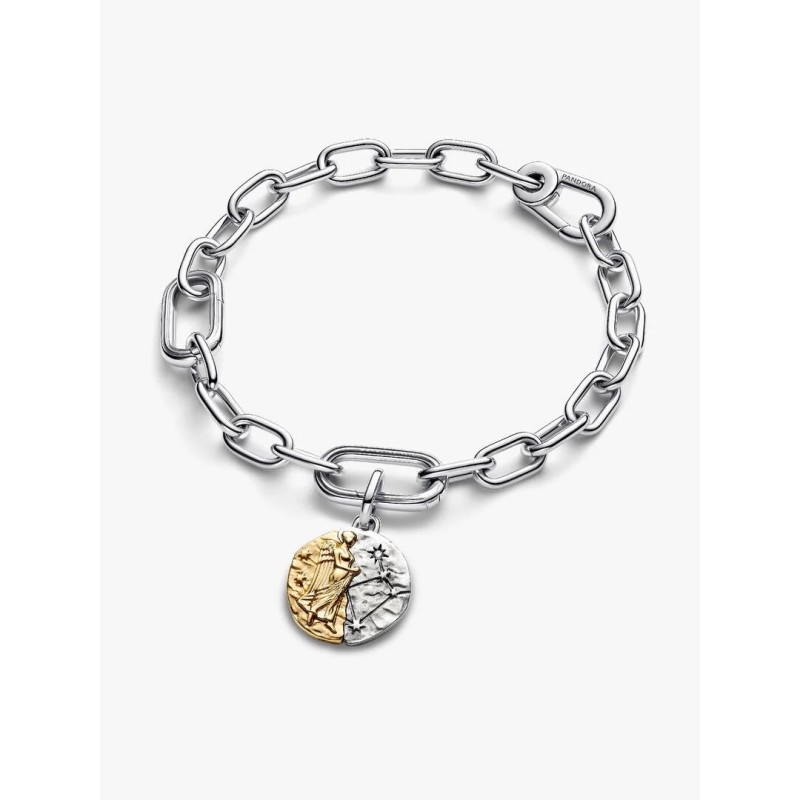 Virgo sterling silver and 14k gold-plated medallion with clear cubic z