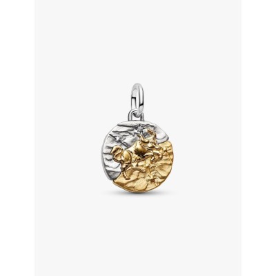Taurus sterling silver and 14k gold-plated medallion with clear cubic