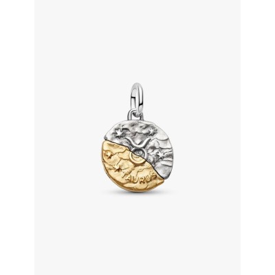 Taurus sterling silver and 14k gold-plated medallion with clear cubic 2