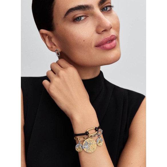 Aries sterling silver and 14k gold-plated medallion with clear cubic z