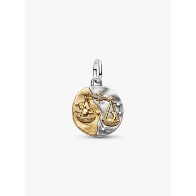 Libra sterling silver and 14k gold-plated medallion with clear cubic z