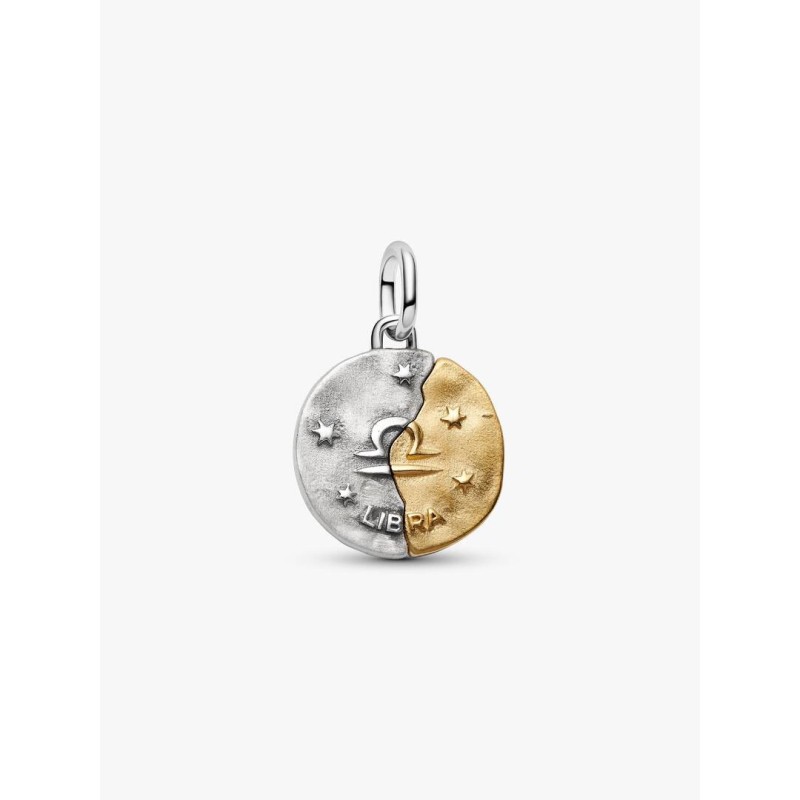 Libra sterling silver and 14k gold-plated medallion with clear cubic z