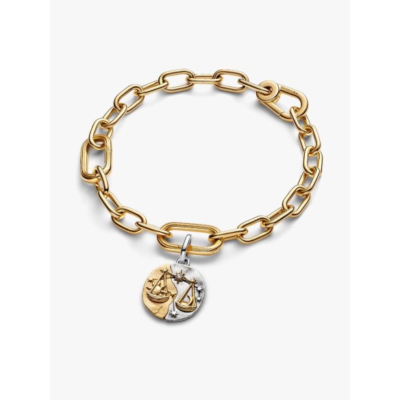 Libra sterling silver and 14k gold-plated medallion with clear cubic z