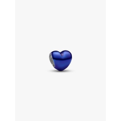 Heart sterling silver mini charm with blue enamel