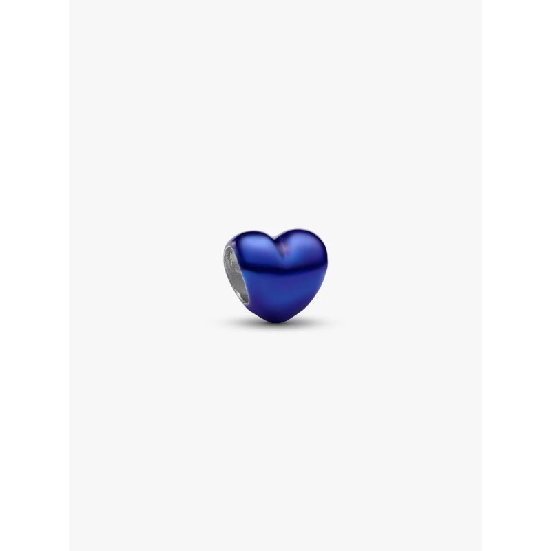 Heart sterling silver mini charm with blue enamel