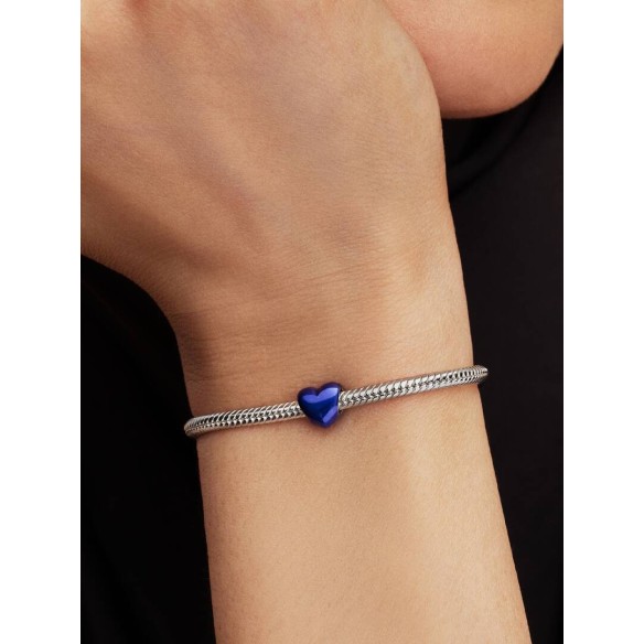 Heart sterling silver mini charm with blue enamel