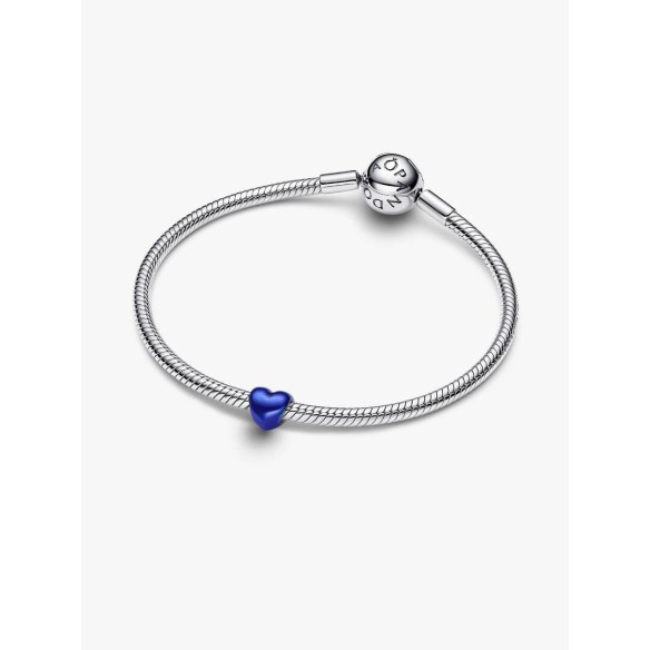 Heart sterling silver mini charm with blue enamel