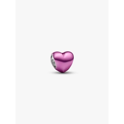 Heart sterling silver mini charm with pink enamel