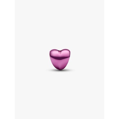 Heart sterling silver mini charm with pink enamel 2