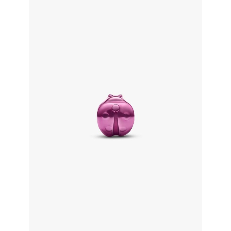 Ladybug sterling silver mini charm with pink enamel