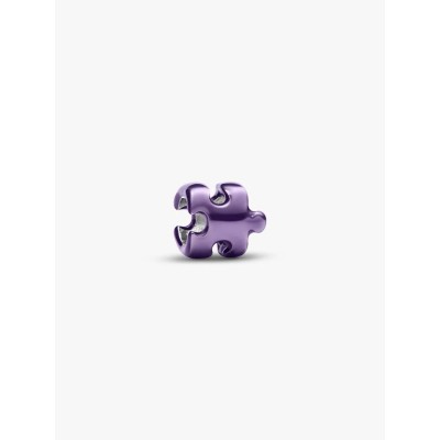 Puzzle sterling silver mini charm with purple enamel