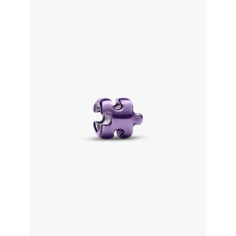 Puzzle sterling silver mini charm with purple enamel