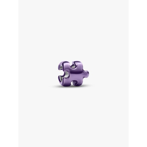 Puzzle sterling silver mini charm with purple enamel
