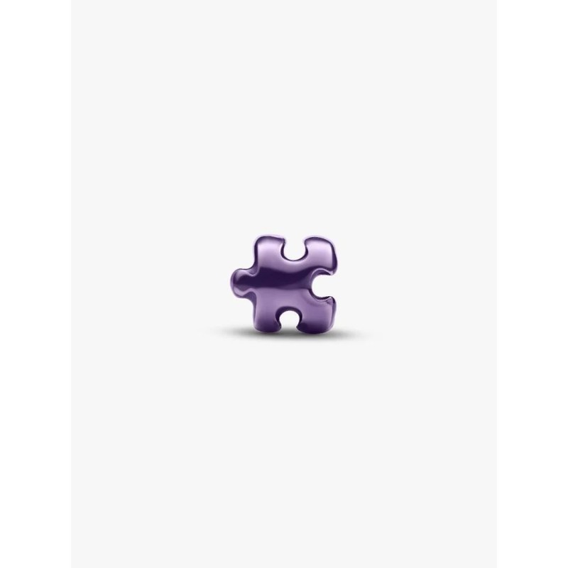 Puzzle sterling silver mini charm with purple enamel