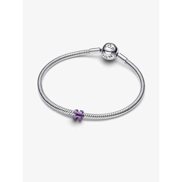 Puzzle sterling silver mini charm with purple enamel