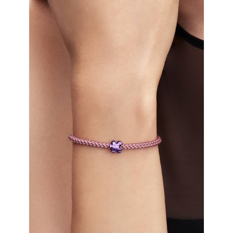 Puzzle sterling silver mini charm with purple enamel
