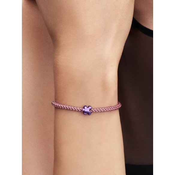 Puzzle sterling silver mini charm with purple enamel